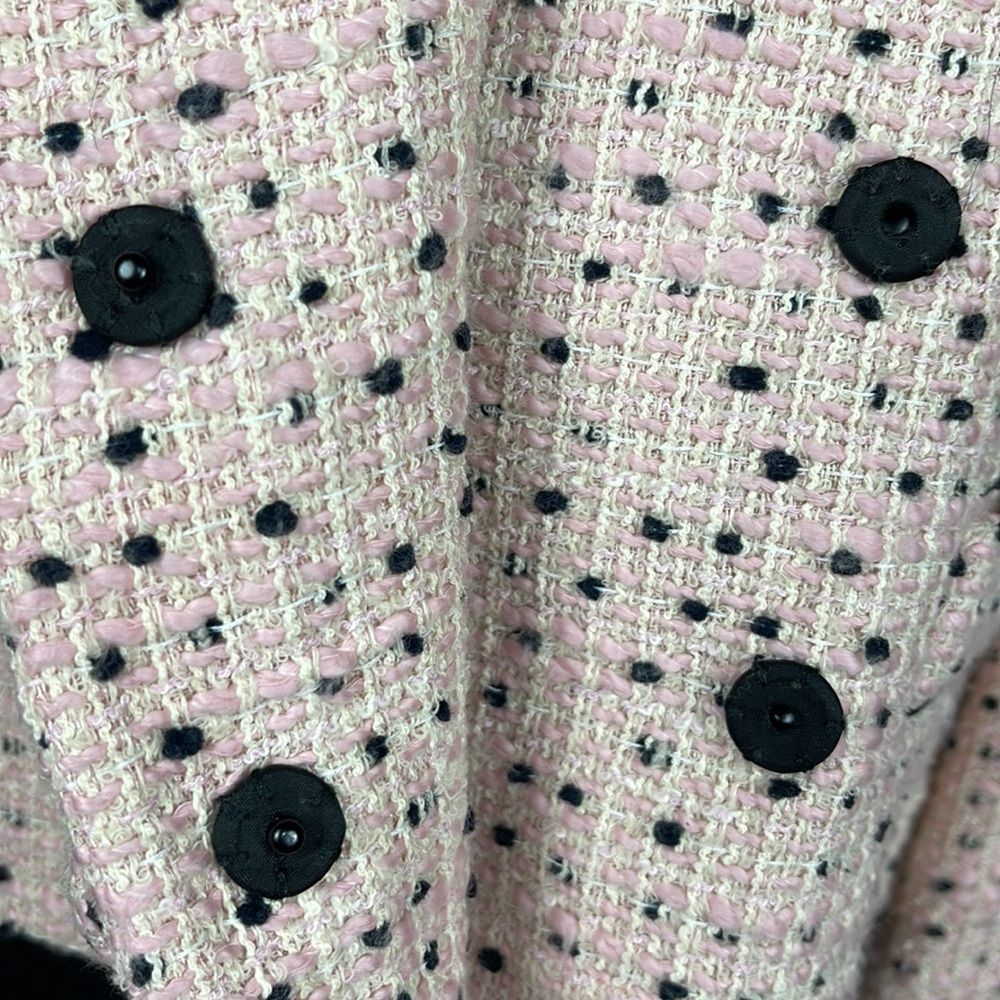 Moschino Light Pink Textured Tweed Cropped Jacket Suit Blazer with Bling… - Picture 10 of 15